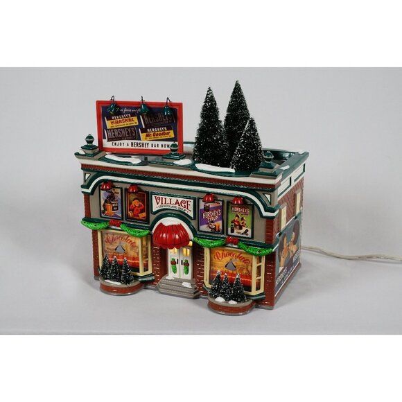 Department 56 Hershey's Chocolate Shop Original Snow Village #54913 Lighted COA - Picture 1 of 13